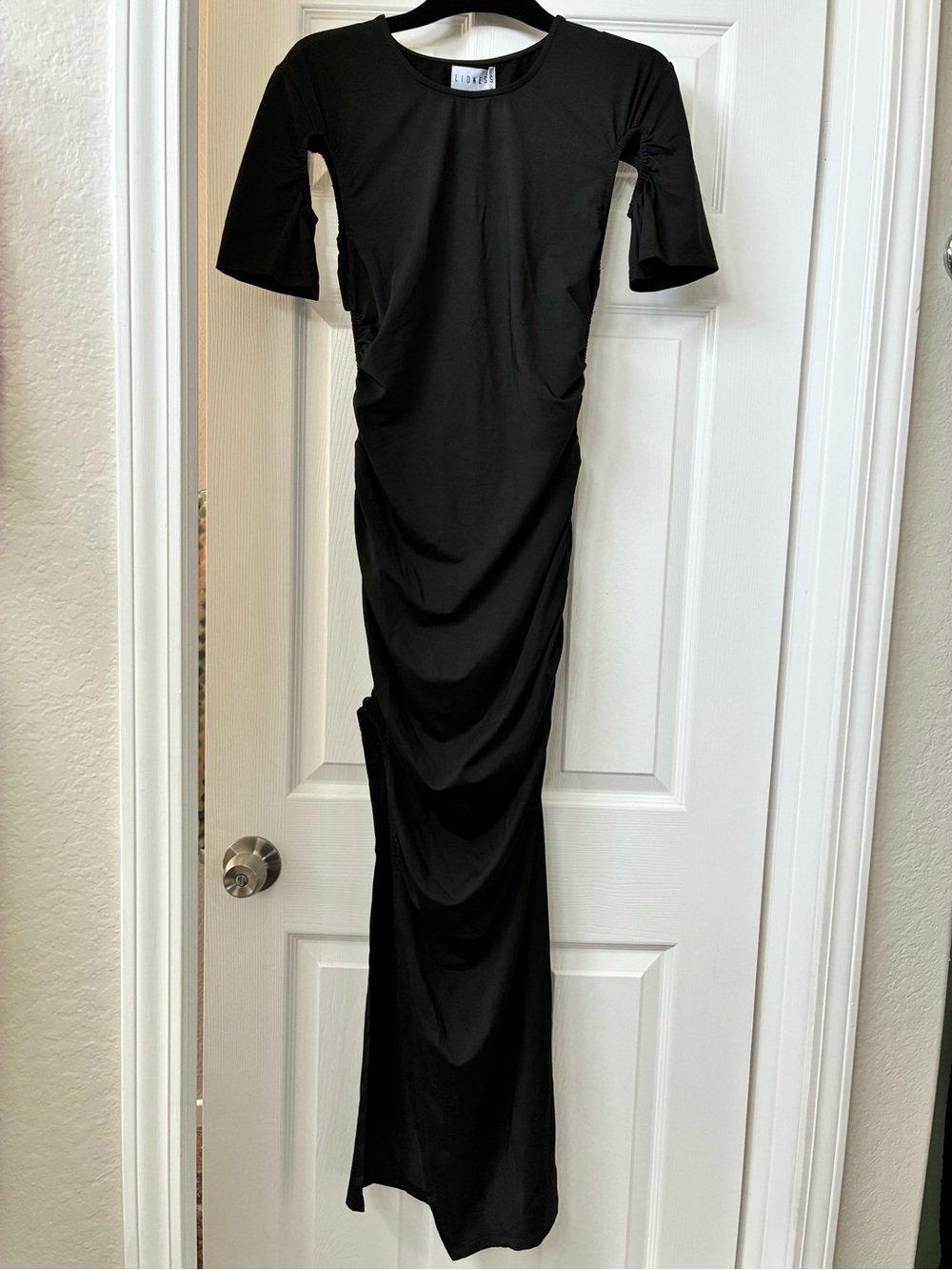 Lioness “Hips Don’t Lie” Black Ruched Maxi Dress
